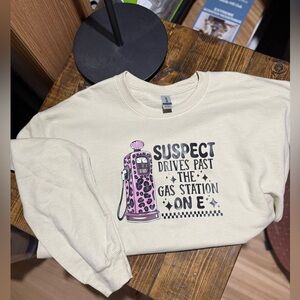 Gildan Cream Sweater with Pink Graphic